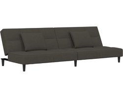 vidaXL - Slaapbank - 2-zits - met - 2 - kussens - fluweel - donkergrijs