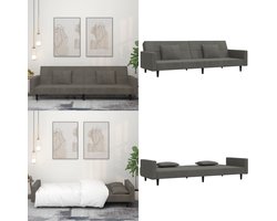 vidaXL Slaapbank 2-zits met 2 kussens fluweel donkergrijs - Slaapbank - Slaapbanken - Slaap Bank - Bedbank