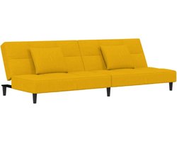 vidaXL - Slaapbank - 2-zits - met - 2 - kussens - fluweel - geel