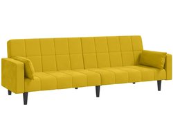 vidaXL - Slaapbank - 2-zits - met - 2 - kussens - fluweel - geel