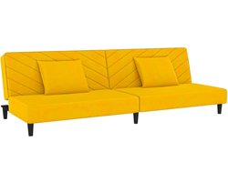 vidaXL - Slaapbank - 2-zits - met - 2 - kussens - fluweel - geel
