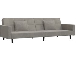 vidaXL - Slaapbank - 2-zits - met - 2 - kussens - fluweel - lichtgrijs
