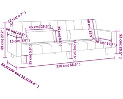 vidaXL - Slaapbank - 2-zits - met - 2 - kussens - fluweel - lichtgrijs