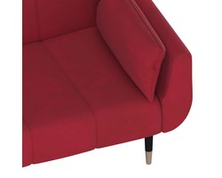 vidaXL - Slaapbank - 2-zits - met - 2 - kussens - fluweel - wijnrood