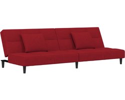 vidaXL - Slaapbank - 2-zits - met - 2 - kussens - fluweel - wijnrood