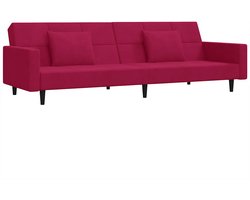 vidaXL - Slaapbank - 2-zits - met - 2 - kussens - fluweel - wijnrood