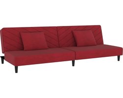 vidaXL - Slaapbank - 2-zits - met - 2 - kussens - fluweel - wijnrood
