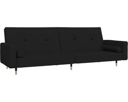 vidaXL - Slaapbank - 2-zits - met - 2 - kussens - fluweel - zwart