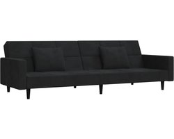 vidaXL - Slaapbank - 2-zits - met - 2 - kussens - fluweel - zwart