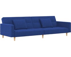 vidaXL - Slaapbank - 2-zits - met - 2 - kussens - stof - blauw