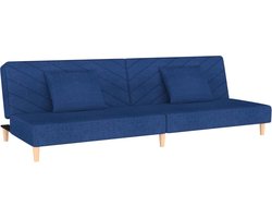 vidaXL - Slaapbank - 2-zits - met - 2 - kussens - stof - blauw