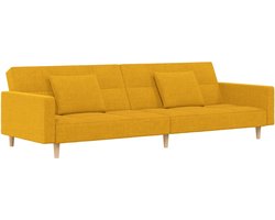 vidaXL - Slaapbank - 2-zits - met - 2 - kussens - stof - geel