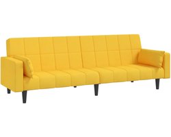 vidaXL - Slaapbank - 2-zits - met - 2 - kussens - stof - geel