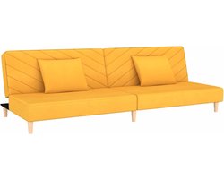 vidaXL - Slaapbank - 2-zits - met - 2 - kussens - stof - geel