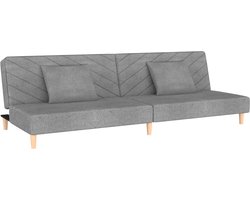 vidaXL - Slaapbank - 2-zits - met - 2 - kussens - stof - lichtgrijs