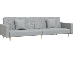vidaXL - Slaapbank - 2-zits - met - 2 - kussens - stof - lichtgrijs
