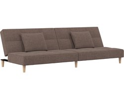 vidaXL - Slaapbank - 2-zits - met - 2 - kussens - stof - taupe