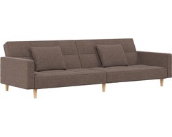 vidaXL - Slaapbank - 2-zits - met - 2 - kussens - stof - taupe