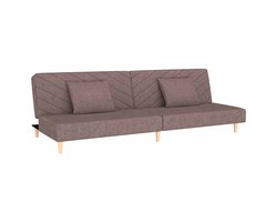 vidaXL - Slaapbank - 2-zits - met - 2 - kussens - stof - taupe