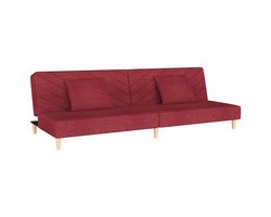 vidaXL - Slaapbank - 2-zits - met - 2 - kussens - stof - wijnrood