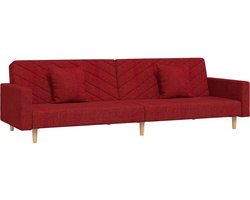 vidaXL - Slaapbank - 2-zits - met - 2 - kussens - stof - wijnrood