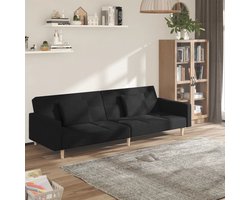 vidaXL - Slaapbank - 2-zits - met - 2 - kussens - stof - zwart