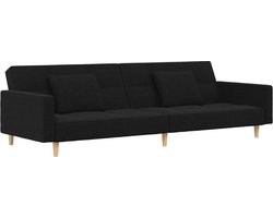 vidaXL - Slaapbank - 2-zits - met - 2 - kussens - stof - zwart