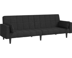 vidaXL - Slaapbank - 2-zits - met - 2 - kussens - stof - zwart
