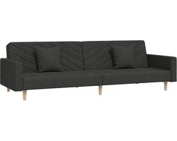 vidaXL - Slaapbank - 2-zits - met - 2 - kussens - stof - zwart