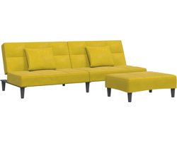 vidaXL - Slaapbank - 2-zits - met - voetenbank - fluweel - geel