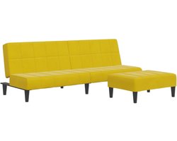 vidaXL - Slaapbank - 2-zits - met - voetenbank - fluweel - geel