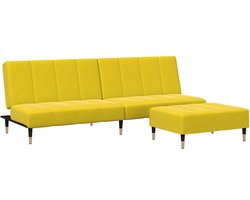 vidaXL - Slaapbank - 2-zits - met - voetenbank - fluweel - geel