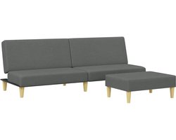 vidaXL - Slaapbank - 2-zits - met - voetenbank - stof - donkergrijs
