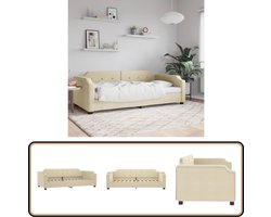 vidaXL Slaapbank - 90x200 cm - Crèmekleurig stof Slaapbank - Tweepersoons Sofa - Multifunctionele Meubels - Daybed - Comfortabele Stoffering