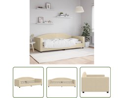 vidaXL Slaapbank 90x200 cm Stof Crèmekleurig Slaapbank - Sofa Bed - Daybed - Creme Kleurstelling - Multifunctioneel Meubilair