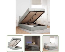 vidaXL Slaapbank - Bedpoef - Bed poef met matras en LED's 120x190 cm fluweel lichtgrijs - Boxspring - Led Lamp - Fluweel Bank