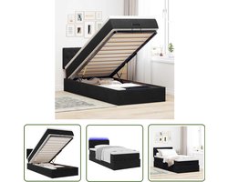 vidaXL Slaapbank - Bedpoef - Bed poef met matras en LED's 80x200 cm fluweel zwart - Boxspring - Tweepersoonsbed - Led Lamp