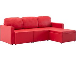 vidaXL - Slaapbank - driezits - modulair - kunstleer - rood