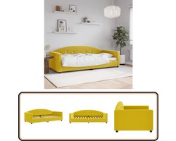 vidaXL Slaapbank - Fluweel - Geel - 90x200 cm Slaapbank - Sofa Bed - Tweepersoons Bank - Fluweel Bank - Gele Bank
