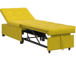vidaXL - Slaapbank - Geel - 67 - x - 194 - x - 38 - cm - Fluweel