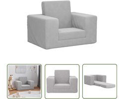 vidaXL Slaapbank - Kinderslaapbank - Kinderslaapbank zacht pluche lichtgrijs - Kinderfauteuil - Pluche - Grijs