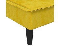 vidaXL Slaapbank L-vormig - 255x140x70 cm - Geel Slaapbank - Multifunctionele Meubels - Hoekbank - Gele Bank - Fluweelb Bank