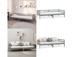 vidaXL Slaapbank massief grenenhout grijs 90x200 cm - Bedbank - Bedbanken - Bed Bank - Bed Banken