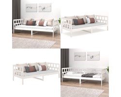 vidaXL Slaapbank massief grenenhout wit 90x200 cm - Slaapbank - Slaapbanken - Bedbank - Bed
