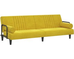 vidaXL - Slaapbank - met - armleuningen - fluweel - geel