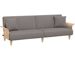 vidaXL - Slaapbank - met - armleuningen - stof - taupe