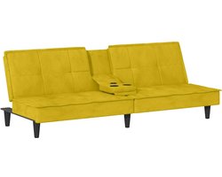 vidaXL - Slaapbank - met - bekerhouders - fluweel - geel