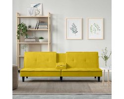 vidaXL Slaapbank met bekerhouders fluweel geel - Slaapbank - Slaapbanken - Slaap Bank - Bedbank
