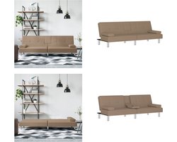 vidaXL - Slaapbank - met - bekerhouders - kunstleer - cappuccinokleurig