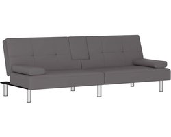 vidaXL - Slaapbank - met - bekerhouders - kunstleer - grijs